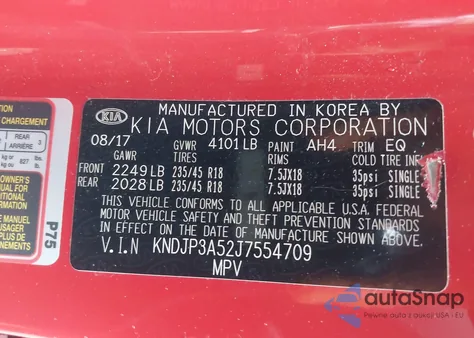 2018 Kia Soul + z USA, uszkodzony, nr VIN KNDJP3A52J7554709